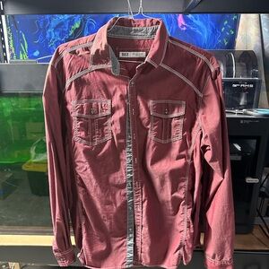 BKE Men's Burgundy Shirt Jacket